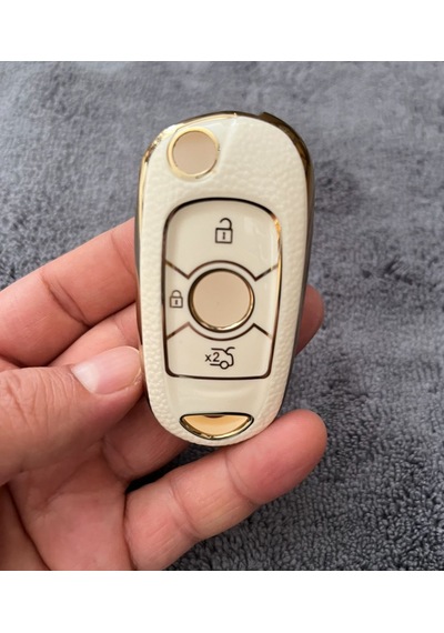 Opel Astra K İnsignia Uyumlu Silikon Anahtar Kılıfı Beyaz - Gold