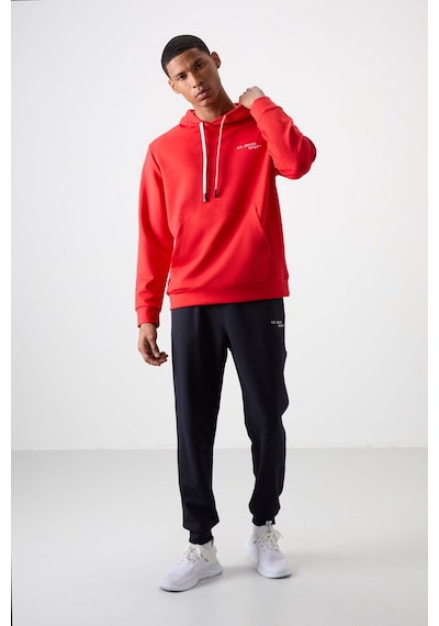 Tommy Life Fiesta - Lacivert Pamuklu Kalın Yumuşak Dokulu Comfort Fit Nakışlı Erkek Eşofman Takım - 85255 Kırmızı - Lacivert
