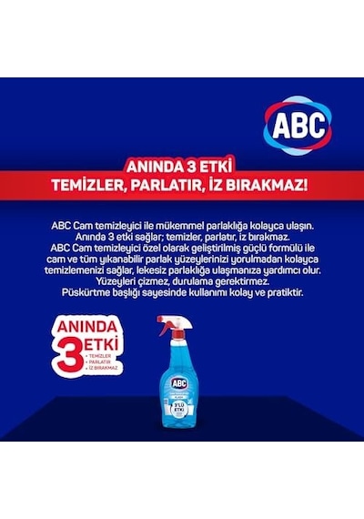 Deterjan Cam Temizleyici 500 Ml 0.75 LT - 2.5 LT - 12 KG
