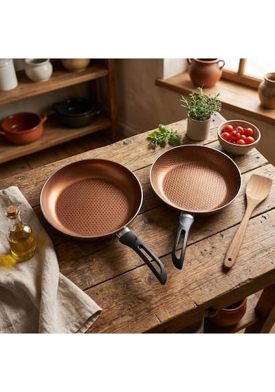 Papilla Desert 2'li 20-24 Cm Sunday Tava Seti - Bal Bakır Renk Petek Dokulu Yapışmaz Yüzey Diğer