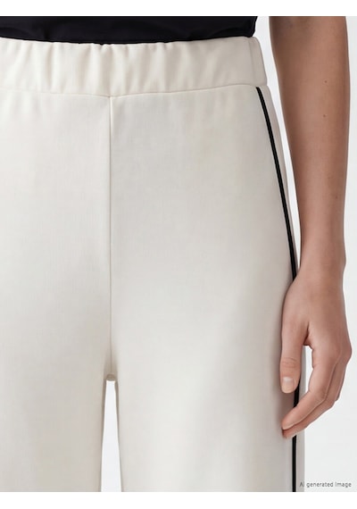 Lcw Modest Bej Şeritli Soft Touch Kadın Eşofman Altı