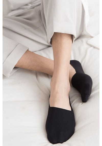 Kral Socks Kadın - Erkek Düz Desen 8'li Paket - 8 Çift Pamuklu Terletmez Babet Çorap Siyah