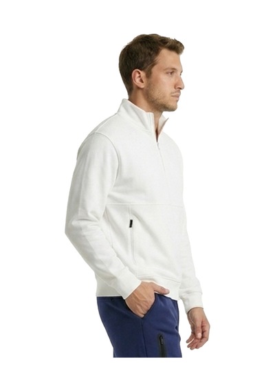 Sportive Nolan Zip Neck Erkek Beyaz Günlük Stil Sweatshirt 26ye0004-kbyz