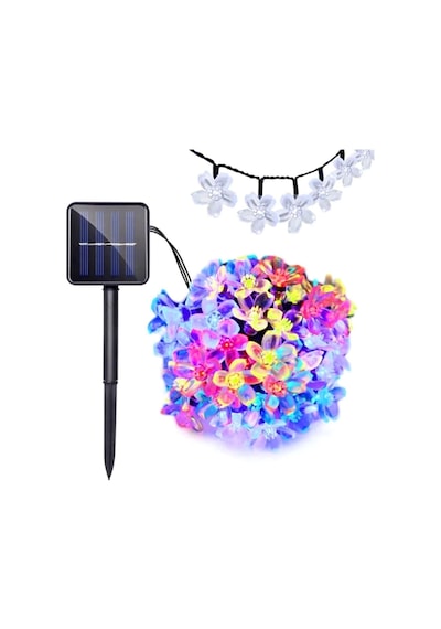 Solar Güneş Enerjili 30 Led Kiraz Çiçeği Ip65 Su Geçirmez Solar Işık Zinciri 6 Metre Rgb Gökkuşağı