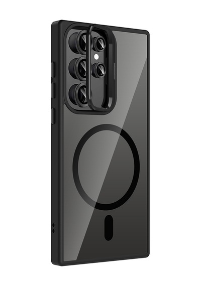 Zore Galaxy Uyumlu S24 Ultra Kılıf Standlı Ve Kamera Lens Hediyeli M-safe Şarj Özellikli Ogaa Etro Kapak - Deser Desert Titanyum