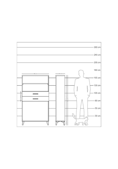 Arges Dolap 2 Raflı 2 Çekmeceli 88x30x163 Antrasit-antrasit Antrasit