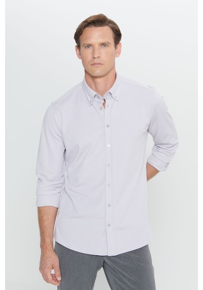 AC&Co / Altınyıldız Classics Erkek Grı Comfort Fit Geniş Kesim Düğmeli Yaka Pamuklu Gömlek Gri AC&Co / Altınyıldız Classics Erkek Grı Comfort Fit Geniş Kesim Düğmeli Yaka Pamuklu Gömlek Gri