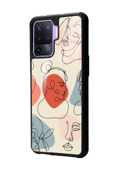Oppo Reno 5 Lite Nude Maske Tasarımlı Glossy Telefon Kılıfı Siyah