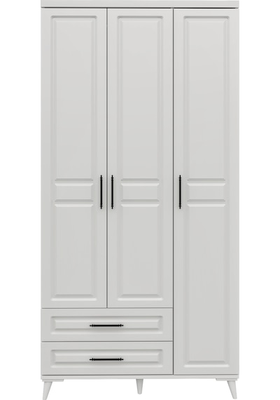 GuneyStore Gözde 3 Kapaklı Komple MDF Beyaz Gardırop