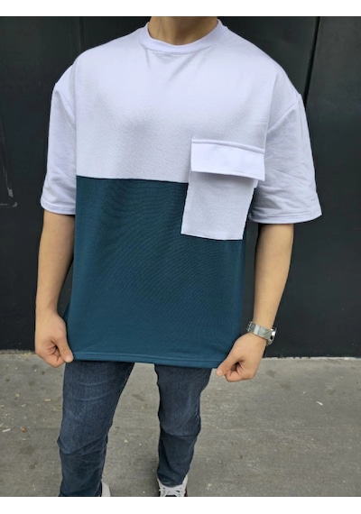 Genel Markalar Torba Cep Detaylı Parçalı T-shirt - Lacivert -