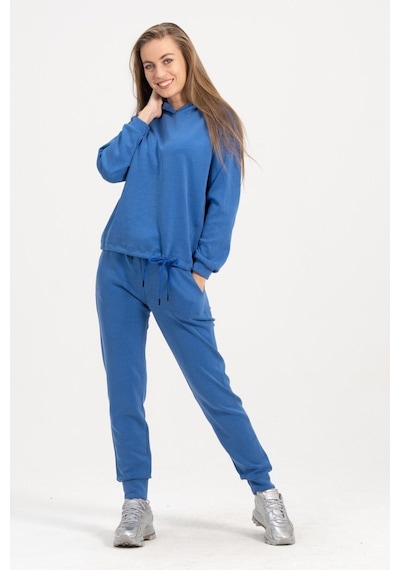 Rich Kadın Kapüşonlu Mavi Sweatshirt Ve Eşofman Takımı Scuba Kumaşı Çok Renkli