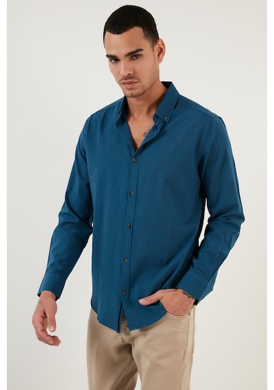 Buratti Pamuklu Regular Fit Düğmeli Yaka Erkek Gömlek Cf20S111871 Indigo