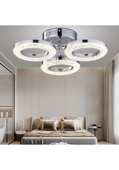 Oylum 3'lü Krom 24 Watt Kristalli Koridor Salon Led Plafonyer Avize Krom