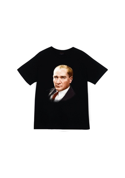 Stoned&Fame Unisex Siyah Mustafa Kemal Atatürk Baskılı T-shirt SIYAH