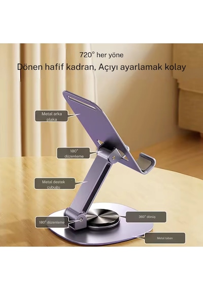 Ayarlanabilir Metal Telefon Tablet Standı Masaüstü Katlanabilir Tutucu Ergonomik Ve Dayanıklı