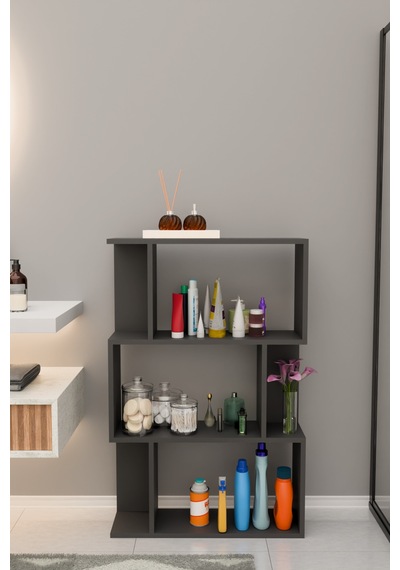Scala 3 Raflı Banyo Dolabı Banyo Rafı Çok Amaçlı Dolap-antrasit Antrasit