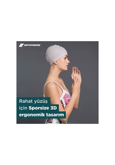 Silicone Swimming Cap - Deniz Ve Havuz Silikon Yüzücü Bonesi Pudra
