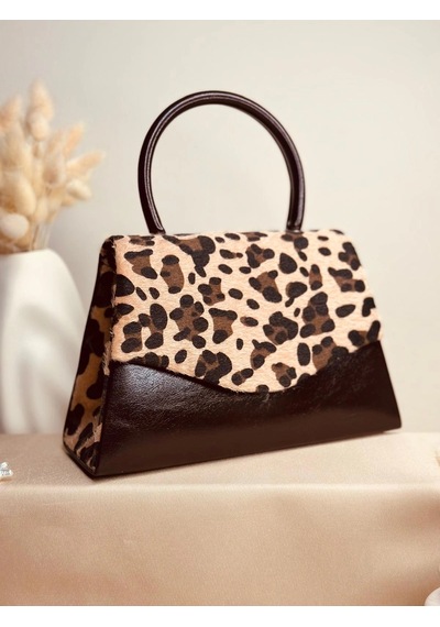 Elora Atelier Elora Leopar Desenli Koyu Kahve Çanta Çok Renkli