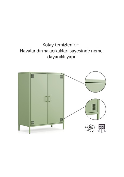 Pera Metal Dolap 2 Kapılı 80,50 X 40 X 109,50 Cm - 9 Renk Seçeneği Bulunmaktadır Yeşil