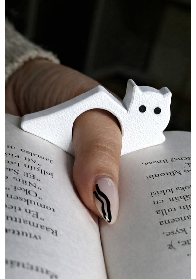Kedi Figürlü Kitap Tutucu Aparat Tek Elle Kitap Okuma Aparatı Parmak Geçmeli Sayfa Tutucu