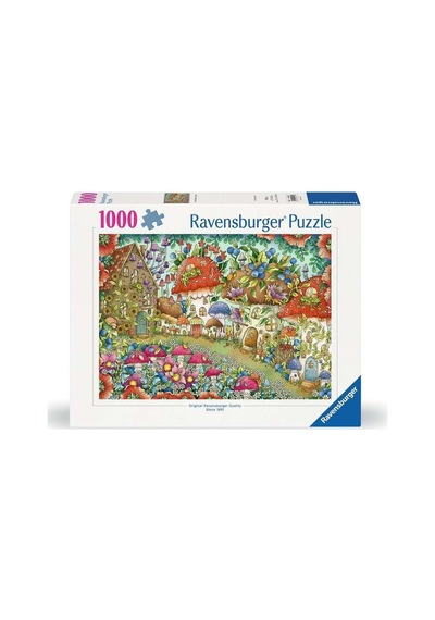 , 1000p Puzzle Çiçekli Mantar Evler, Yetişkin Puzzle