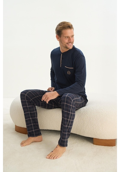 Sevim Erkek Uzun Kol Lacivert Pijama Takım C7t3n5o9 001