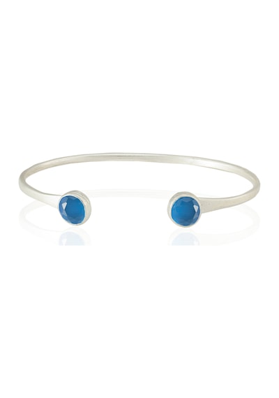Kadir Jewellery 925 Ayar Gümüş Kaplama El İşçiliği Zirkon Taşlı Kadın Charm Bileklik Koyu Mavi