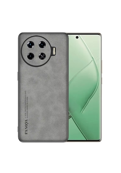 Microcase Tecno Spark 20 Pro Plus İçin Luxury Leather Series Deri Desenli Plastik Koruma Kılıf - Al8125 Gri