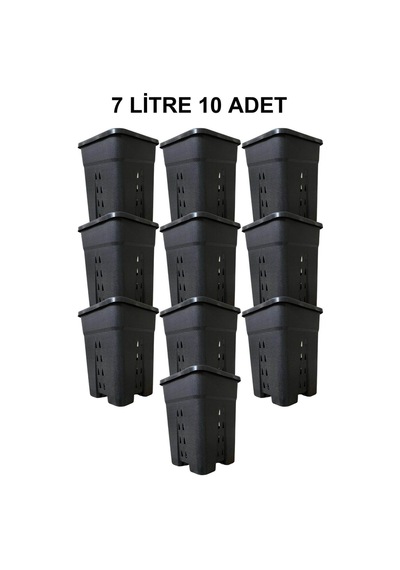 Grow Wizard Delikli Kare Air Pot Saksı 7 Litre 10 Adet