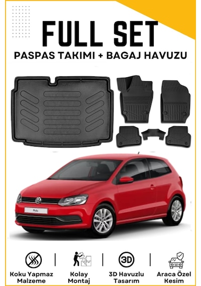 Volkswagen Polo 6r 2015 Model Alt Birebir Uyumlu Bagaj Havuzu+paspas Seti