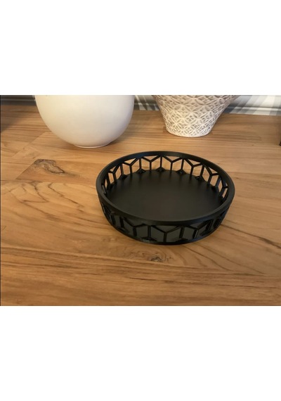 Bezos 3d Baskı Petek Desenli Çok Amaçlı Tepsi Anahtar Ve Takı Tepsisi Geometrik Kenarlı Masa Organizeri Siyah Dlra