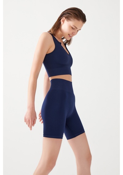 Los Ojos Kadın Lacivert Askılı Fitilli Crop Top Büstiyer Scoop Lacivert