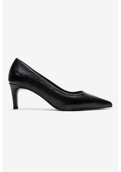 Luvishoes Velmıra Siyah Cilt Kadın Topuklu Ayakkabı
