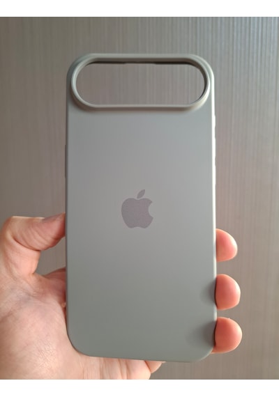 Apple Uyumlu iPhone 17 Air Logolu İçi Kadife Silikon Lansman Kılıf Gri