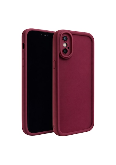 Apple Uyumlu iPhone Xs Max Kamera Çıkıntılı Mat Silikon Telefon Kılıfı Bordo