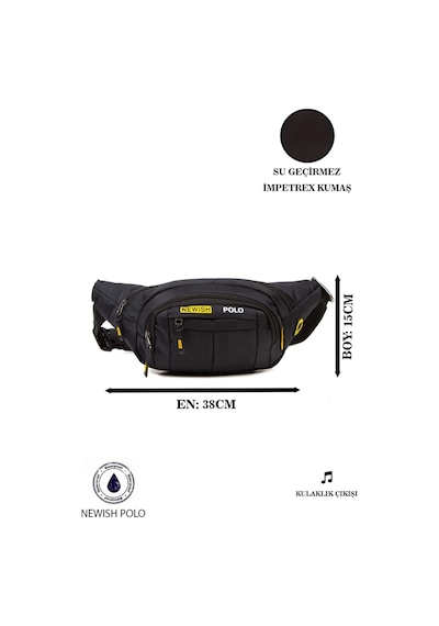 Tuldar Deri Usb Kulaklık Çıkışlı Crossbody Çapraz Göğüs Omuz Ve Bel Çantası Tul360 Siyah - Sarı