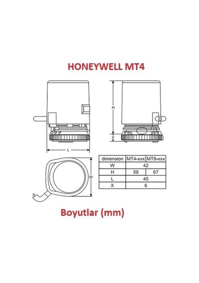 Honeywell Mt4-230-No Fancoil Motor - 220V-Normalde Açık - Strok