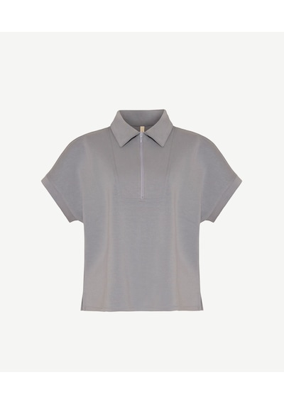 Yargıcı Fermuar Detaylı Kısa Kol Sweatshirt 26kksw9011l 005 Gri