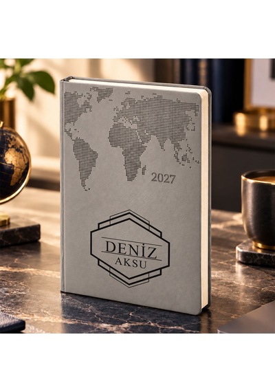 Bk Gift Kişiye Özel İsimli 378 Termo Deri 2027 Ajanda-4, Günlük Ajanda 16x24 Cm Gri Akdnz-bitmeyencom38485 23409 Bk Gift