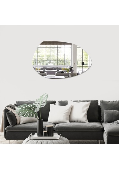 Decorıta Ayna - Tasarım Şekilli Oval Ayna - 119Cm X 79Cm Çok Renkli
