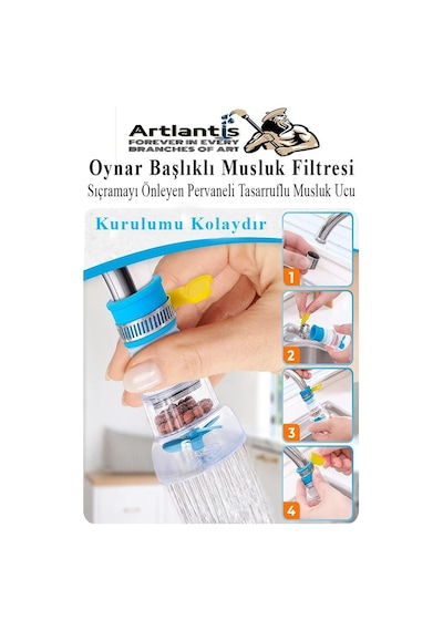 Oynar Başlıklı Musluk Filtresi 3 Adet Musluk Başlıgı Sıçramayı Önleyen Pervaneli Tasaruflu Batarya Ucu Mutfak Banyo