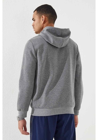 Tommy Life Gri Melanj Kamuflaj Desen Baskılı Standart Kalıp Kapüşonlu Erkek Sweatshirt - 87884 GRİ MELANJ