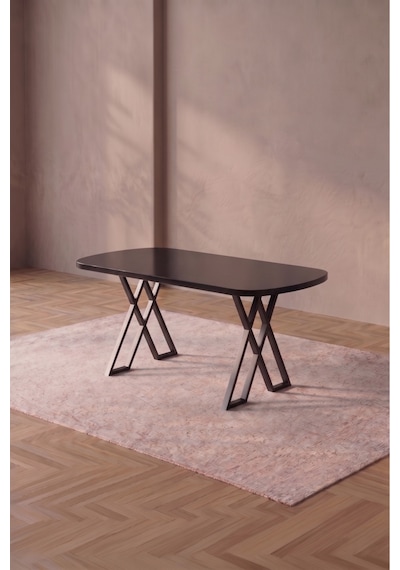 Hooli 90x168 Siyah Mdf Masa, Metal X Ayak, Metal Sandalye, 6 Kişilik Mutfak Masası Takımı Ve Yemek Masası Takımı Krem Hooli 90x168 Siyah Mdf Masa, Metal X Ayak, Metal Sandalye, 6 Kişilik Mutfak Masası Takımı Ve Yemek Masası Takımı Krem