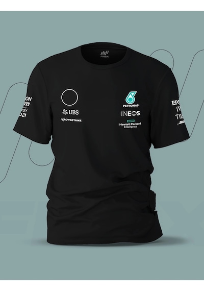 Startmore Mclaren 2021 F1 Parlayan Baskılı T-shirt Siyah