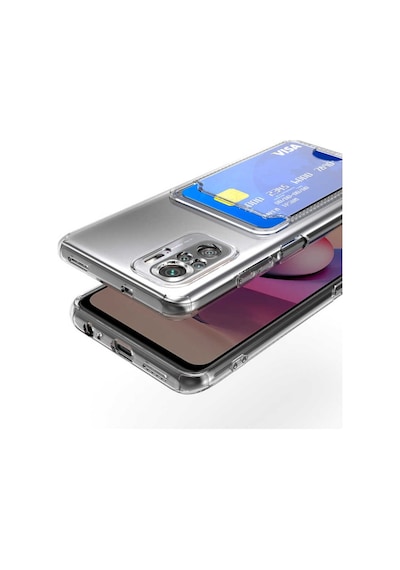Xiaomi Poco M5S Kılıf Setra Kartlıklı Şeffaf Silikon Kılıf Renksiz