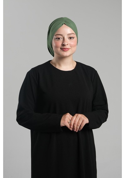 Hürrem Bone Yağ Yeşili Pratik Hazır Geçmeli Tesettür Bone Sandy Büzgülü Salaş 2119 36 Yağ Yeşili Yeşil