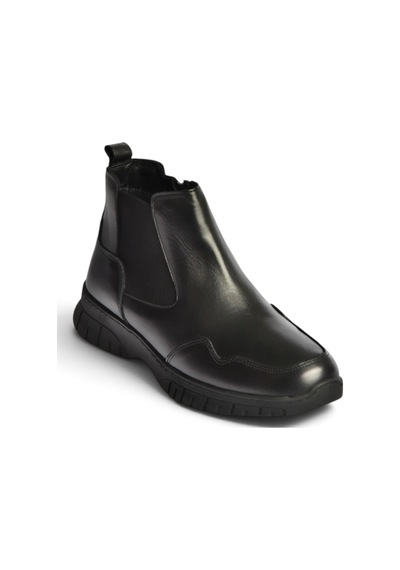 Fox Shoes Z555560803 Siyah Hakiki Deri Lastik Detaylı Kadın Bot