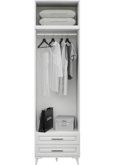 GuneyStore Gözde 2 Kapaklı Yüklüklü Komple MDF Beyaz Gardırop