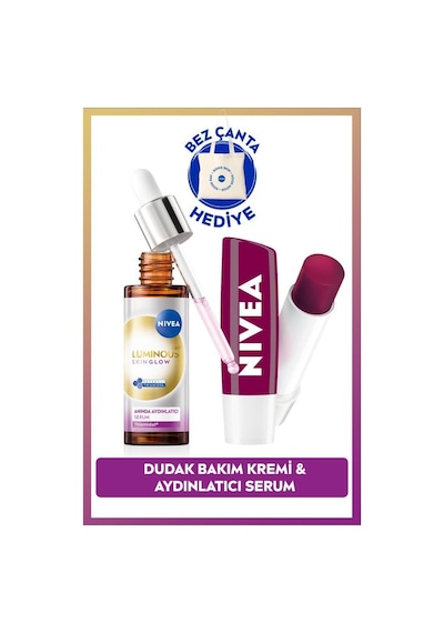 Luminous630 Skin Glow Aydınlatıcı Serum 30ml Ve Böğürtlen Nemlendirici Dudak Kremi, Çanta Hediye