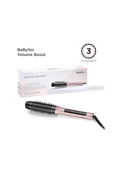 Babyliss Volume Boost İyon Etkili 4 Isı Ayarlı Seramik Isıtıcı Gövdeli Termal Saç Fırçası Pembe Hsb200e